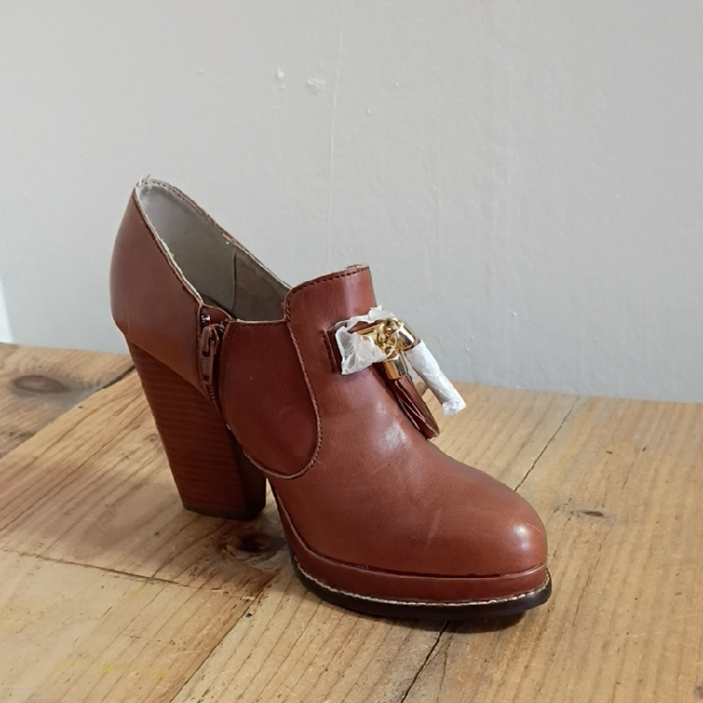 Seychelles Brown Leather Oxford Chunky Stacked Heel Shoes w Tassels Size 11